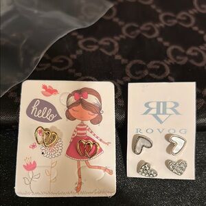 OVO Silver Heart Earrings for Kids